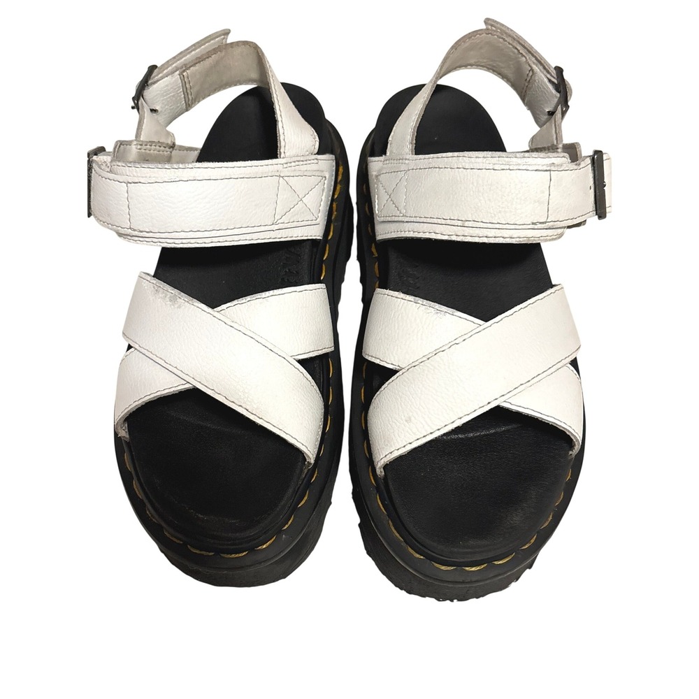 Dr. Martens Voss II Quad White Leather Platform Sandals Womens Size 8 Grunge